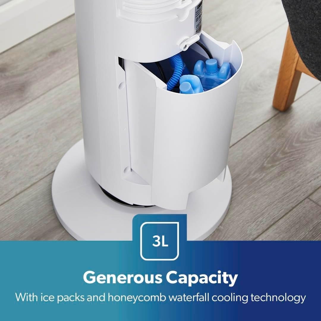 42" Tower Fan – Bladeless White Cooling w/ Remote, 12h Timer & 3 Speed Settings
