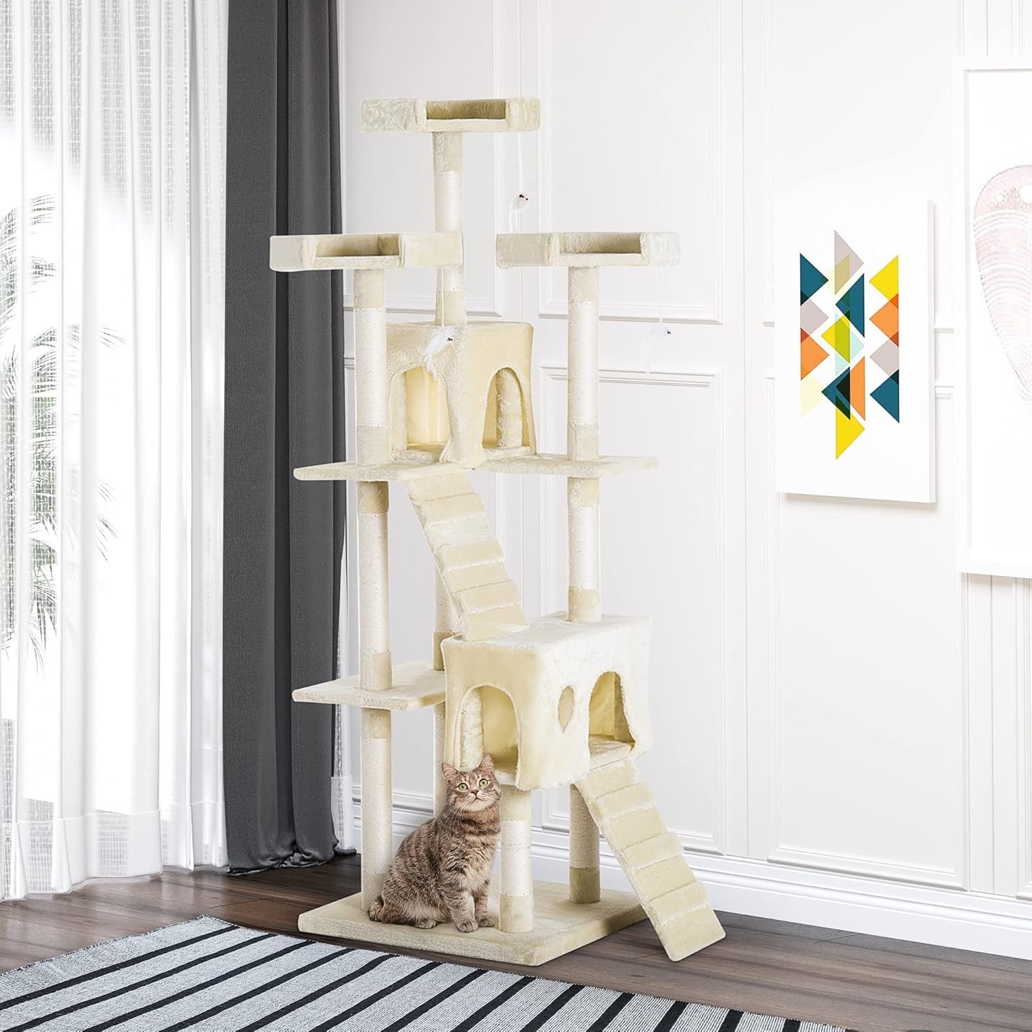 Large Cat Tree Tower 181cm Multi Level Scratching Post Condo Play Centre