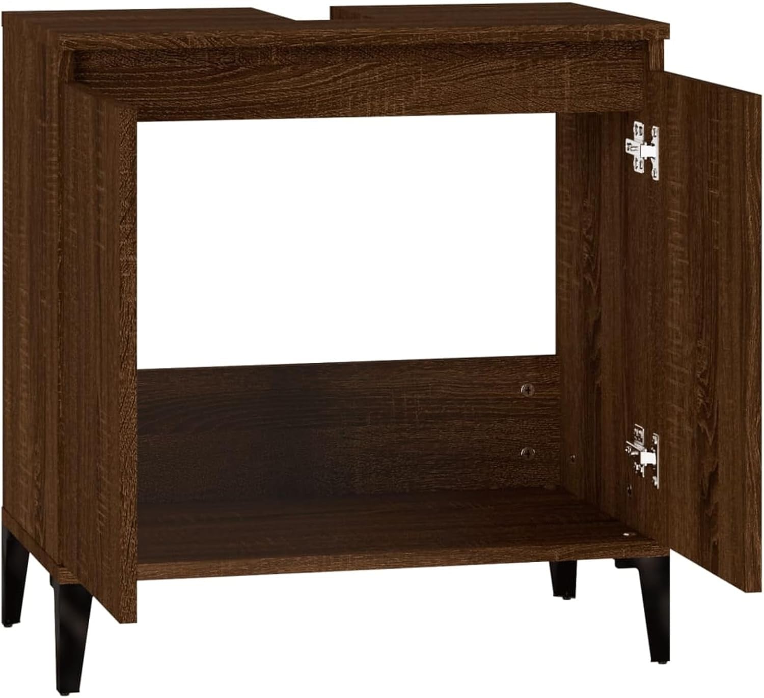 Brown Oak Bathroom Sink Cabinet | Under Sink Storage Unit 58x33x60cm