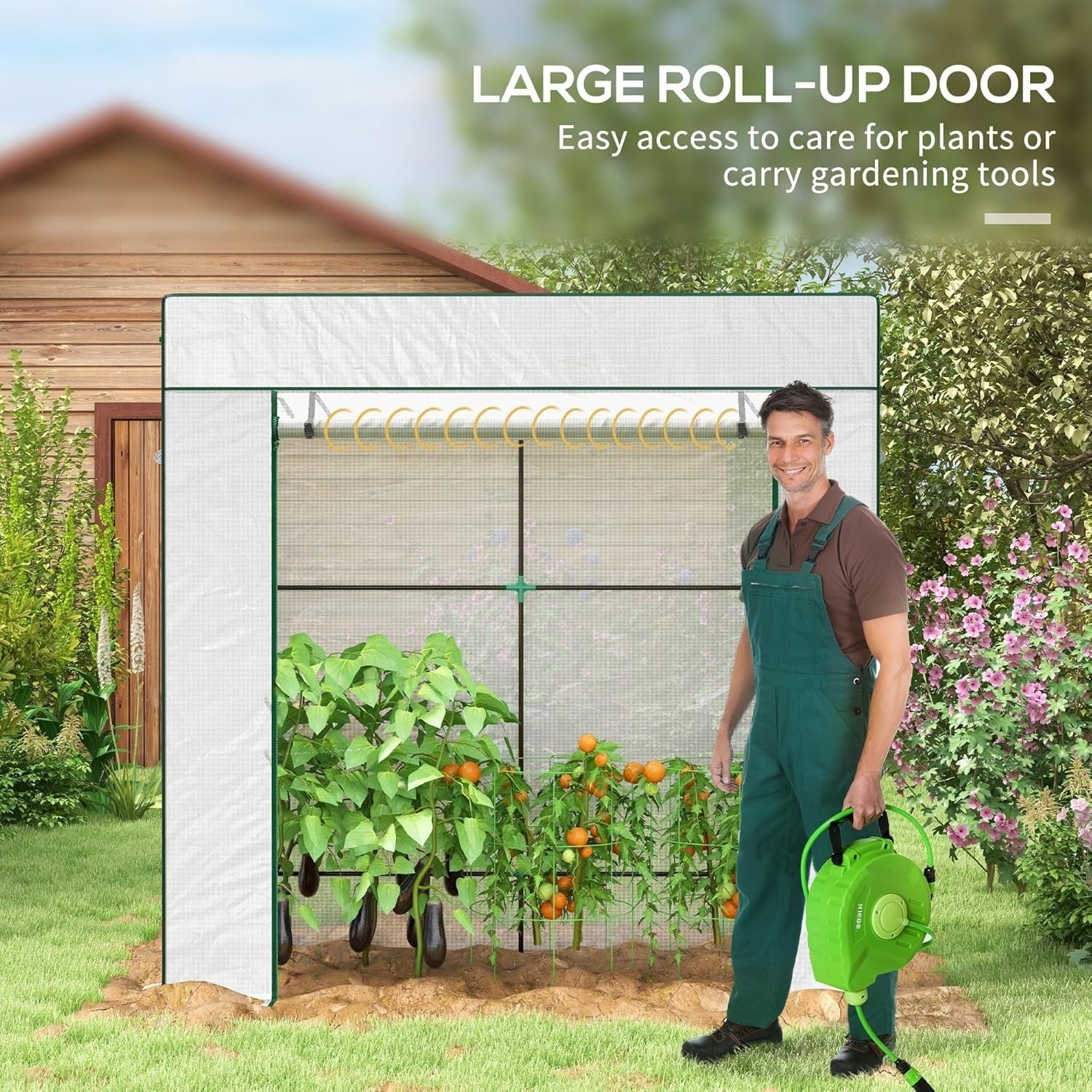 Reinforced Tomato Greenhouse 196x77x197cm Walk-In PE Cover