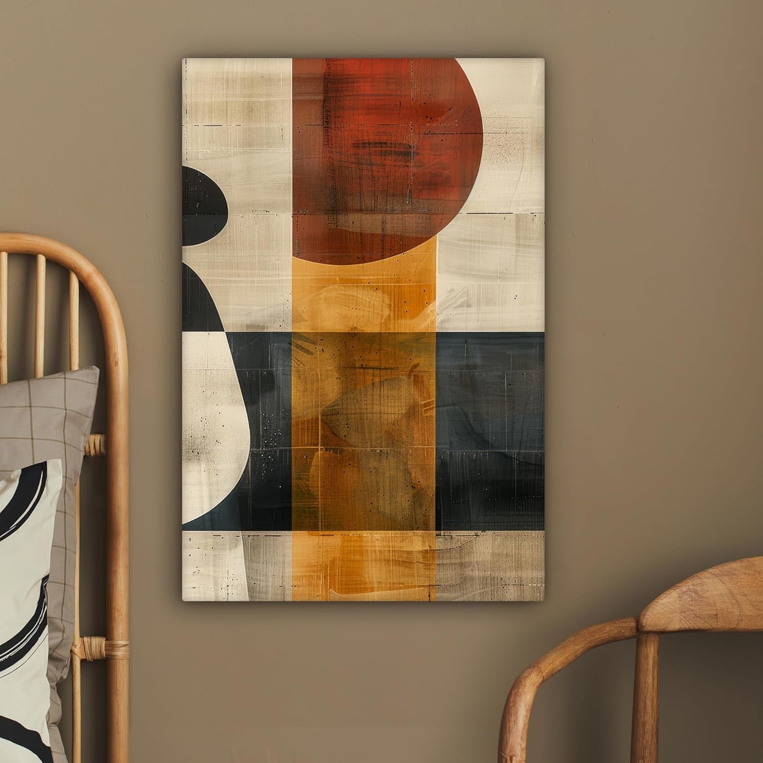 Abstract Canvas Wall Art 40x60cm Beige Industrial Modern Decor