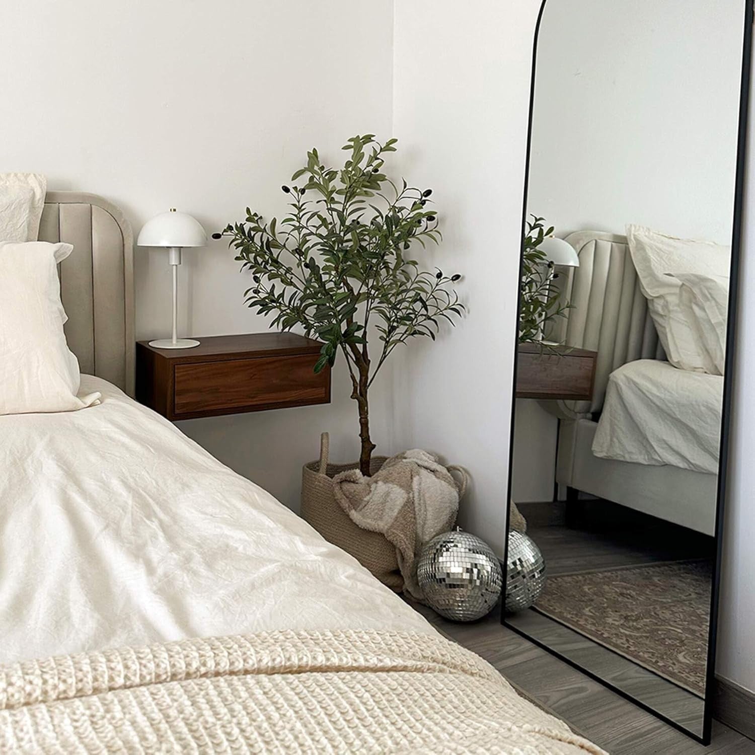 Floating Walnut Wall Bedside Table with Drawer – Modern Space Saving Nightstand
