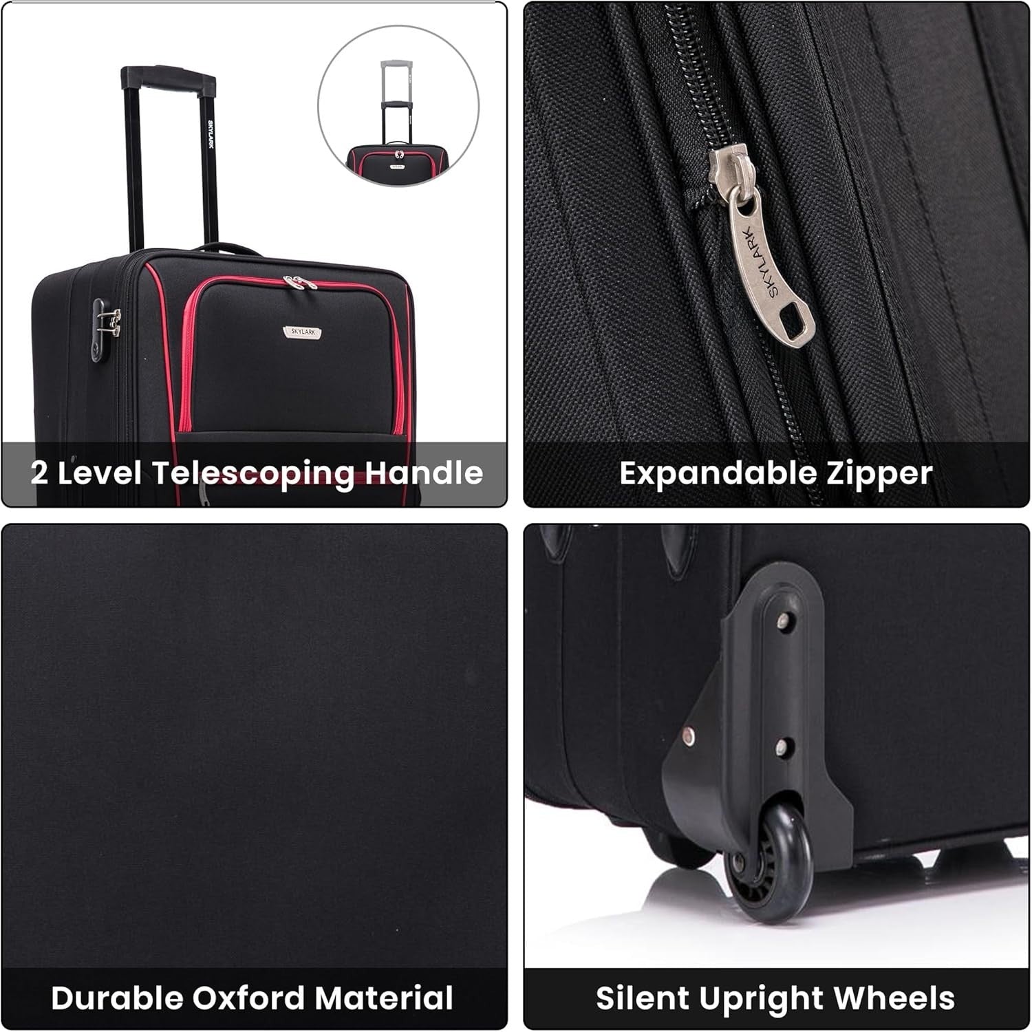 32'' Extra Large Soft Shell Suitcase Expandable Lightweight 2 Wheel Lock