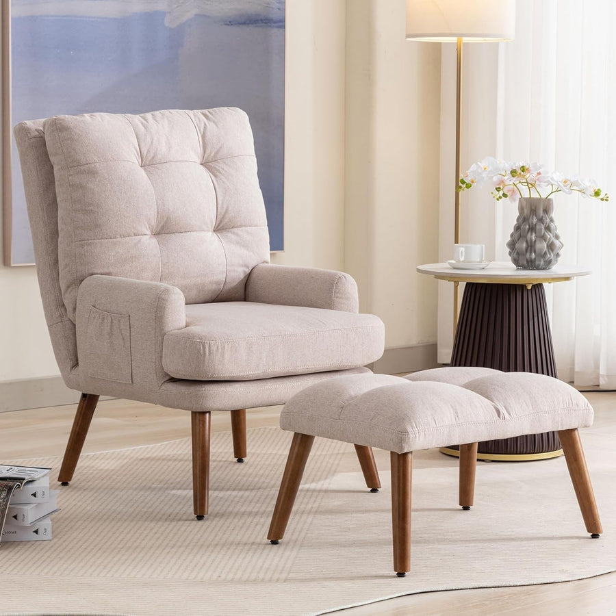 Adjustable Recliner Armchair & Footstool Set | Comfortable Foam Padding