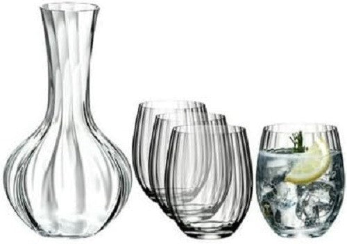 Cold Drinks Glasses & Decanter Set 5-Piece | Crystal Design | Home Bar Gift