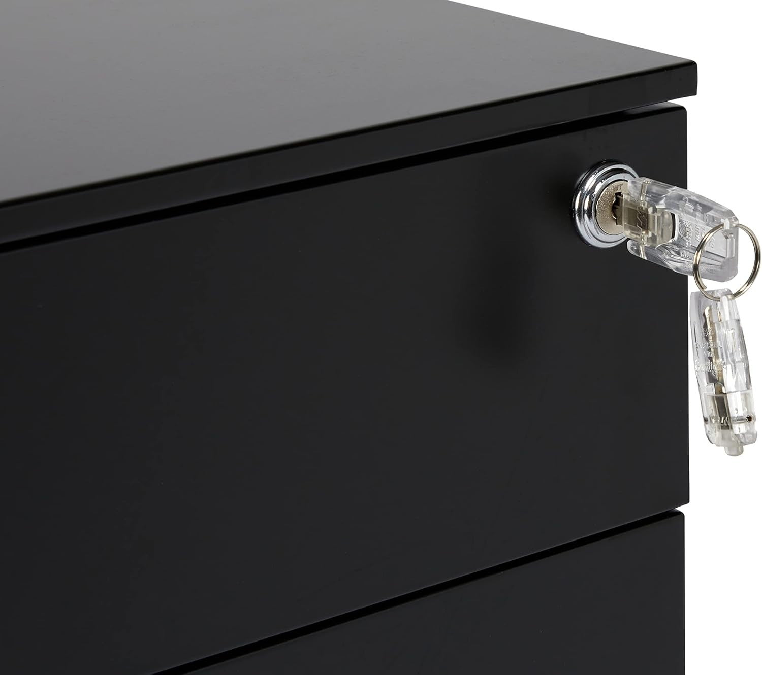 Black Wide Under Desk Filing Cabinet 3 Drawer Lockable 60cm