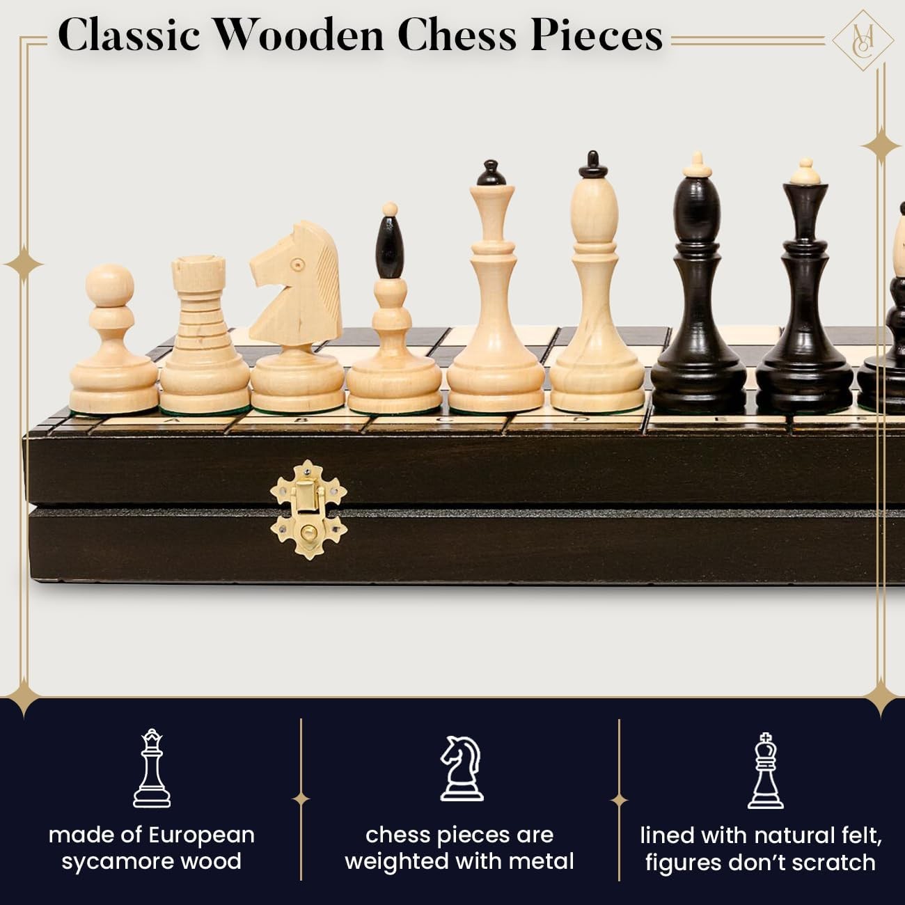 Tournament Wooden Chess Set 50cm Inlaid Foldable Board Staunton No.5 Pieces