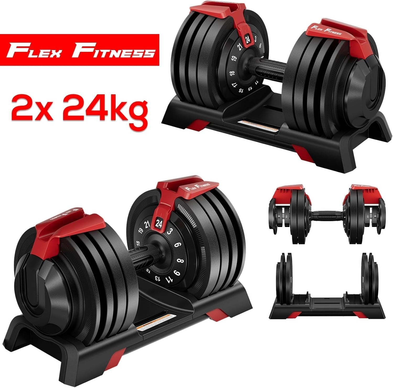 3–24KG Quick Select Adjustable Dumbbells Pair Non-Slip Home Gym