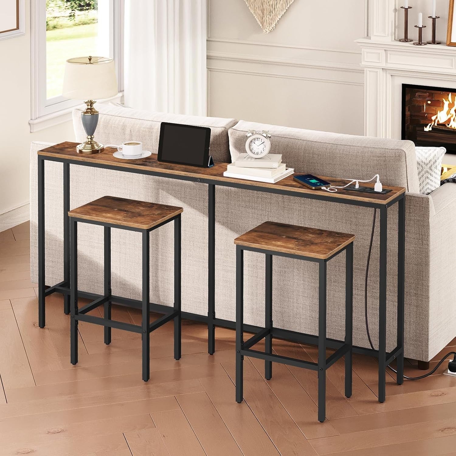 Slim 160cm Console Table with USB & Outlets – Perfect for Sofa, Entryway