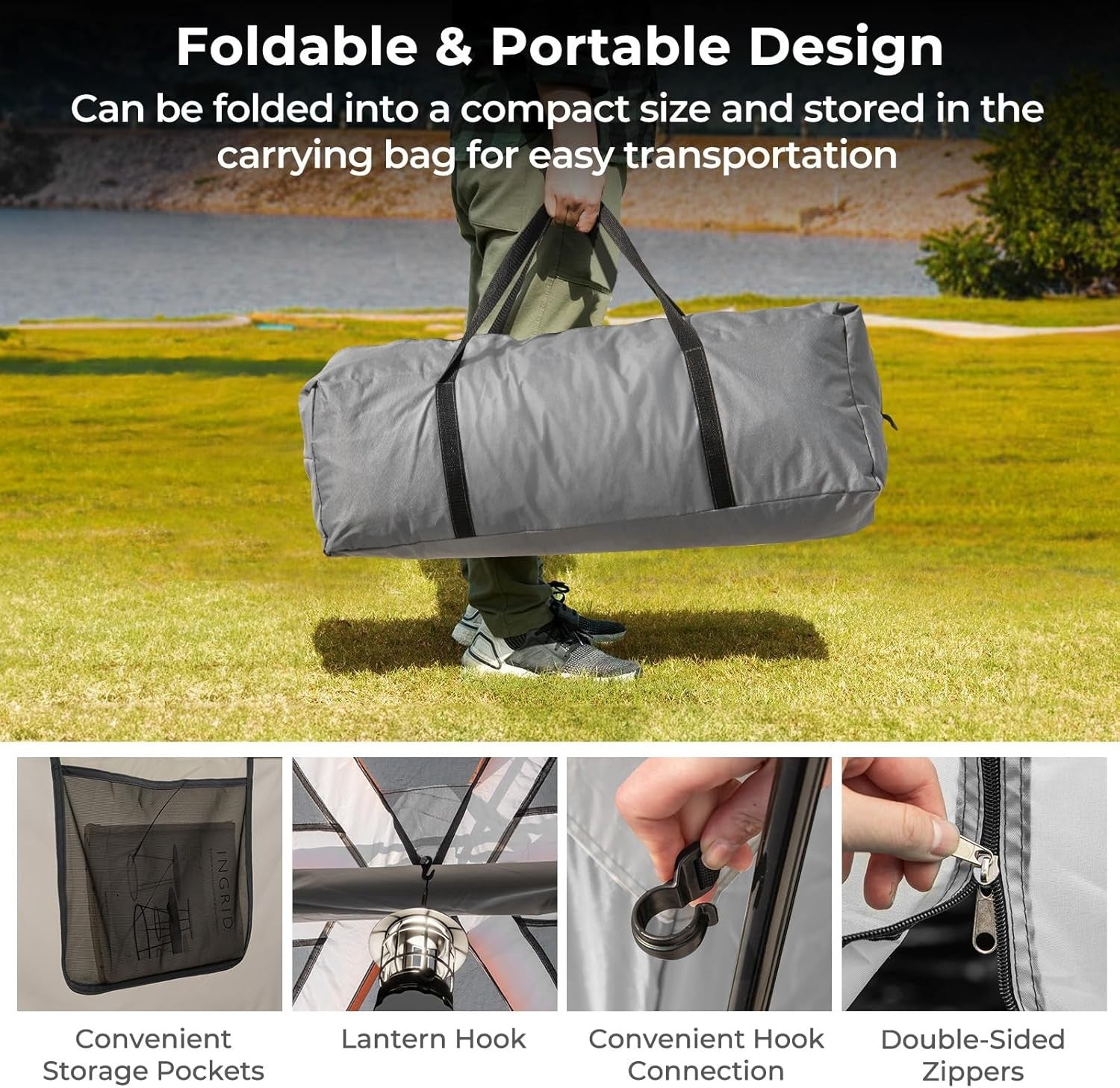 Spacious 4-6 Person Camping Tent Waterproof Rainfly Mesh Windows