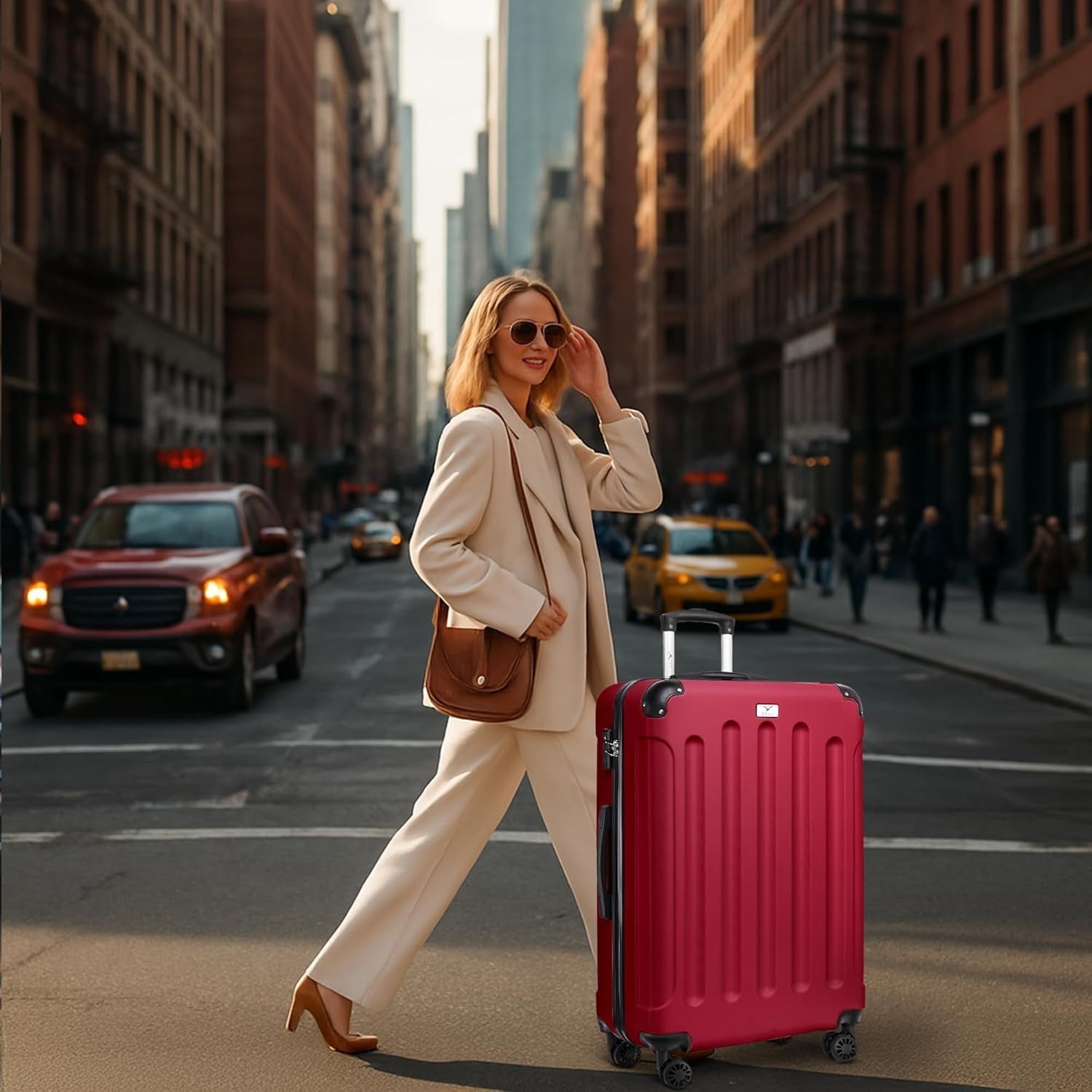 Long Trip Checked Suitcase 28” ABS Spinner Luggage with TSA Lock