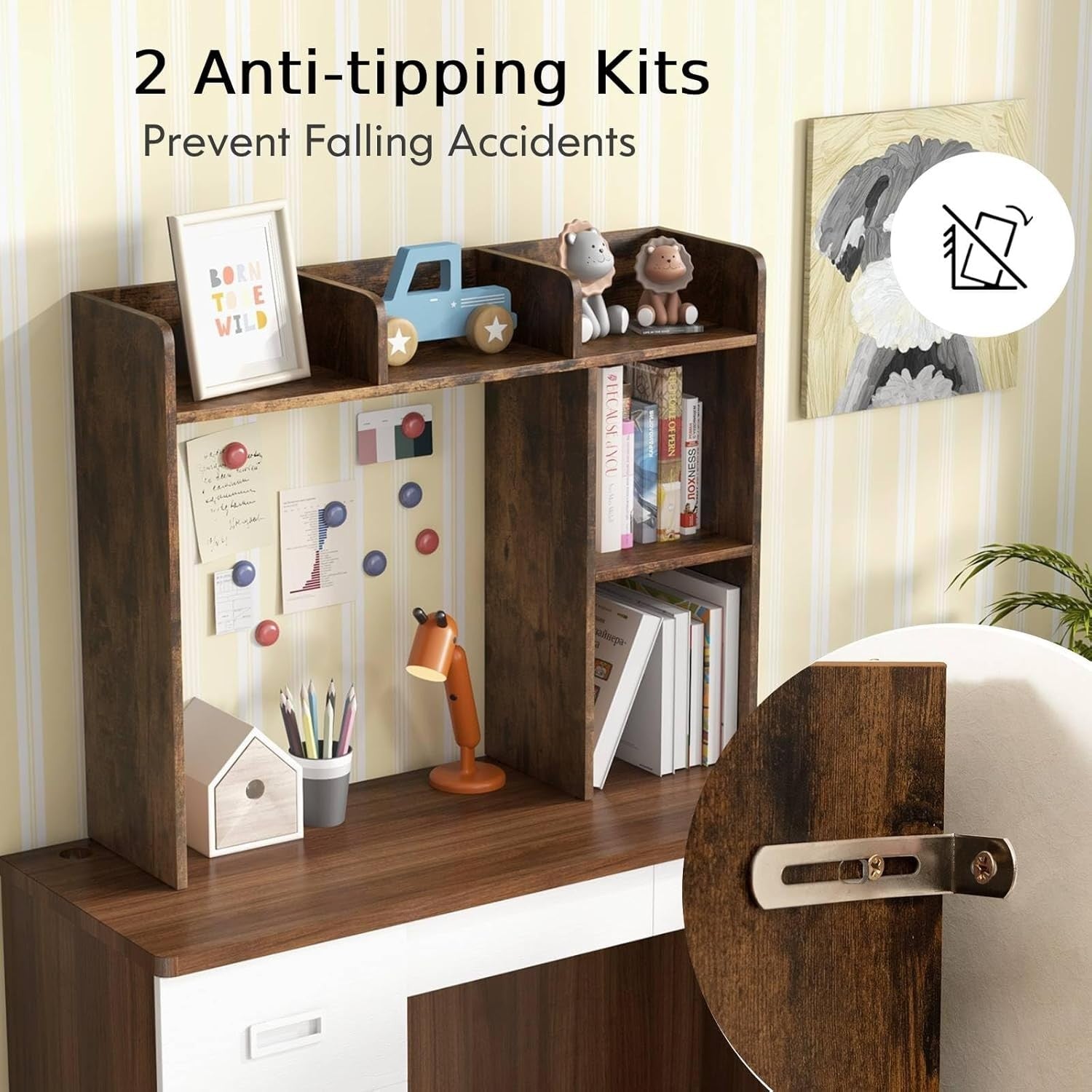Rustic Brown 4-Tier Wooden Desk Bookshelf Organizer Display Shelf