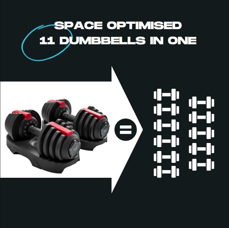 Adjustable Dumbbells Pair Space-Saving Smart Click Home Gym Weights