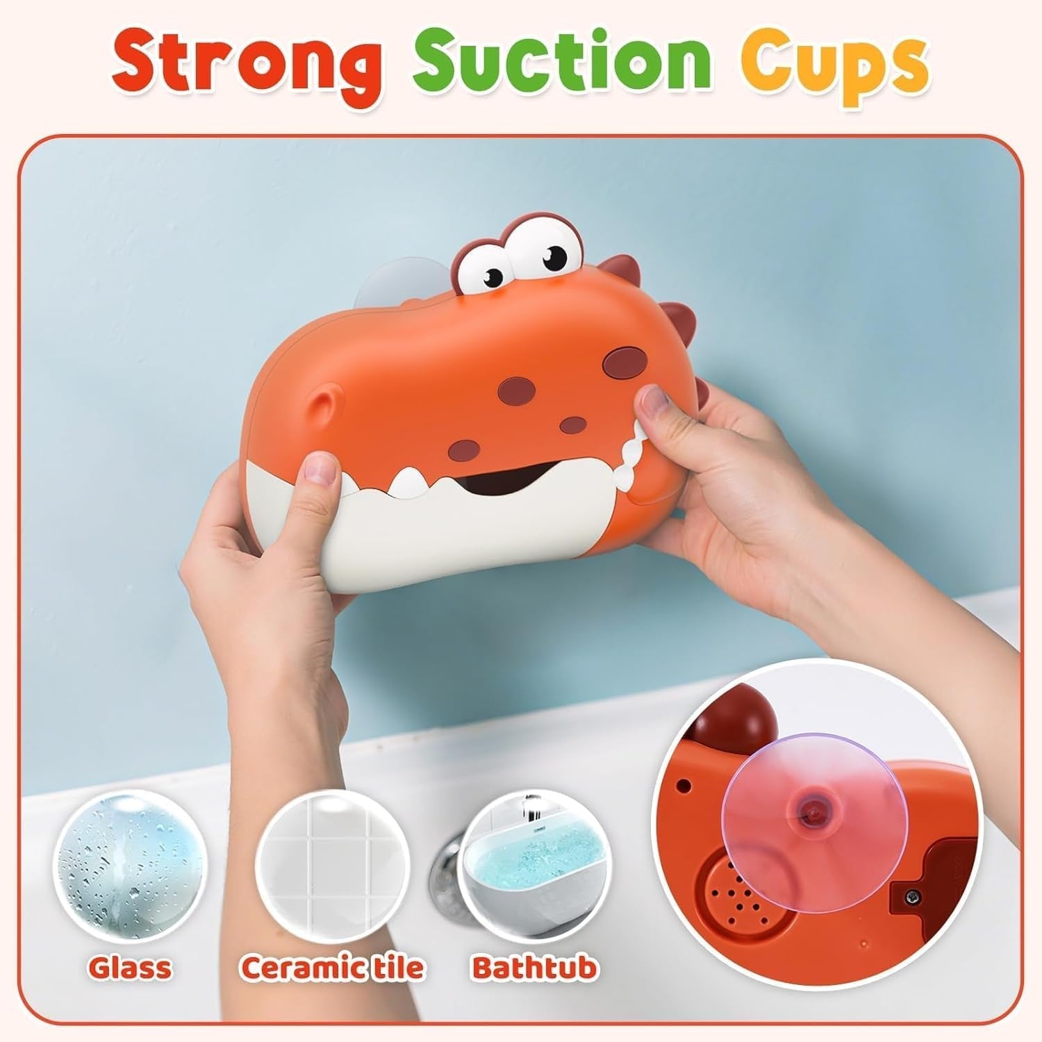 Dinosaur Baby Bath Bubble Machine with Music Toy for Toddlers Red