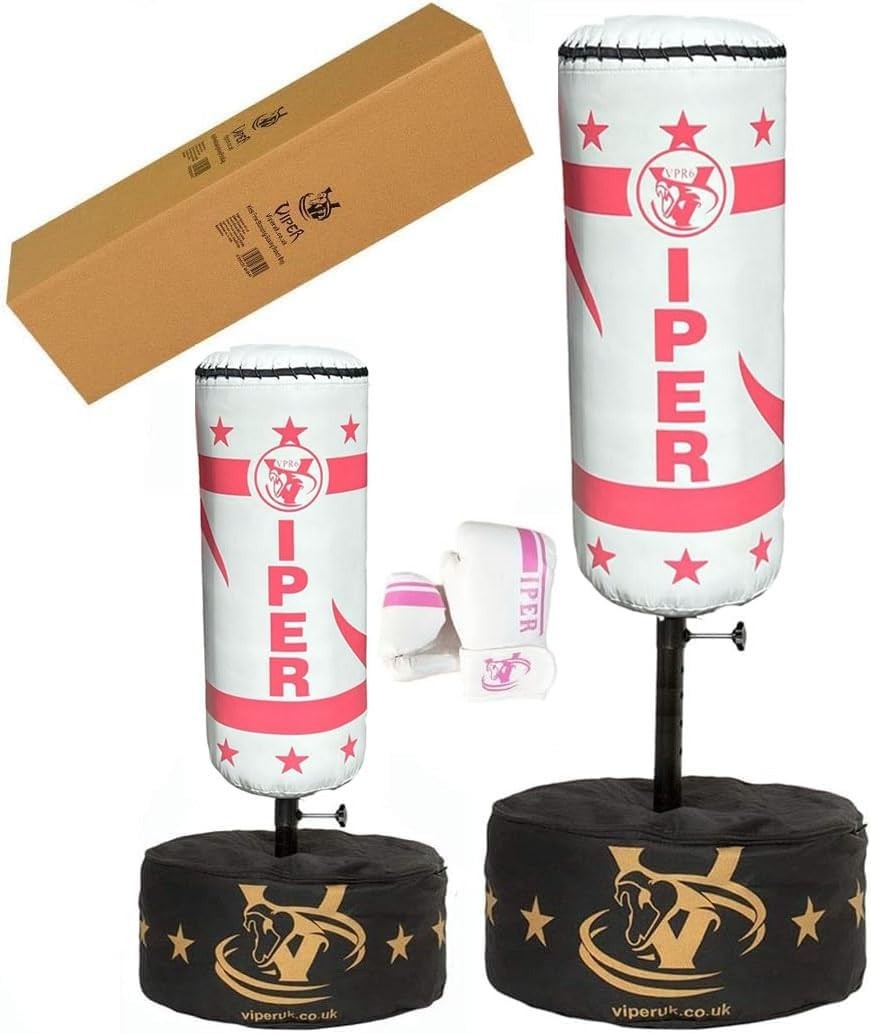 Kids Freestanding Boxing Punch Bag Adjustable Height Gloves Set