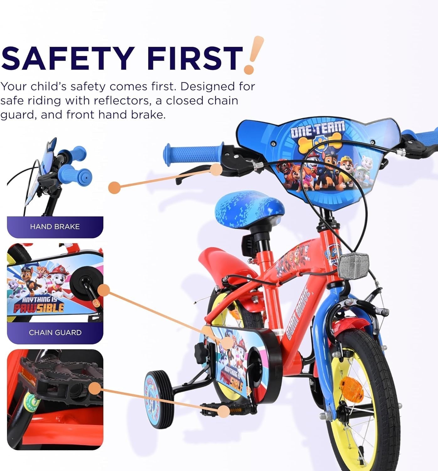 First Bicycle for Kids 12in Training Wheels Adjustable Seat Cycle