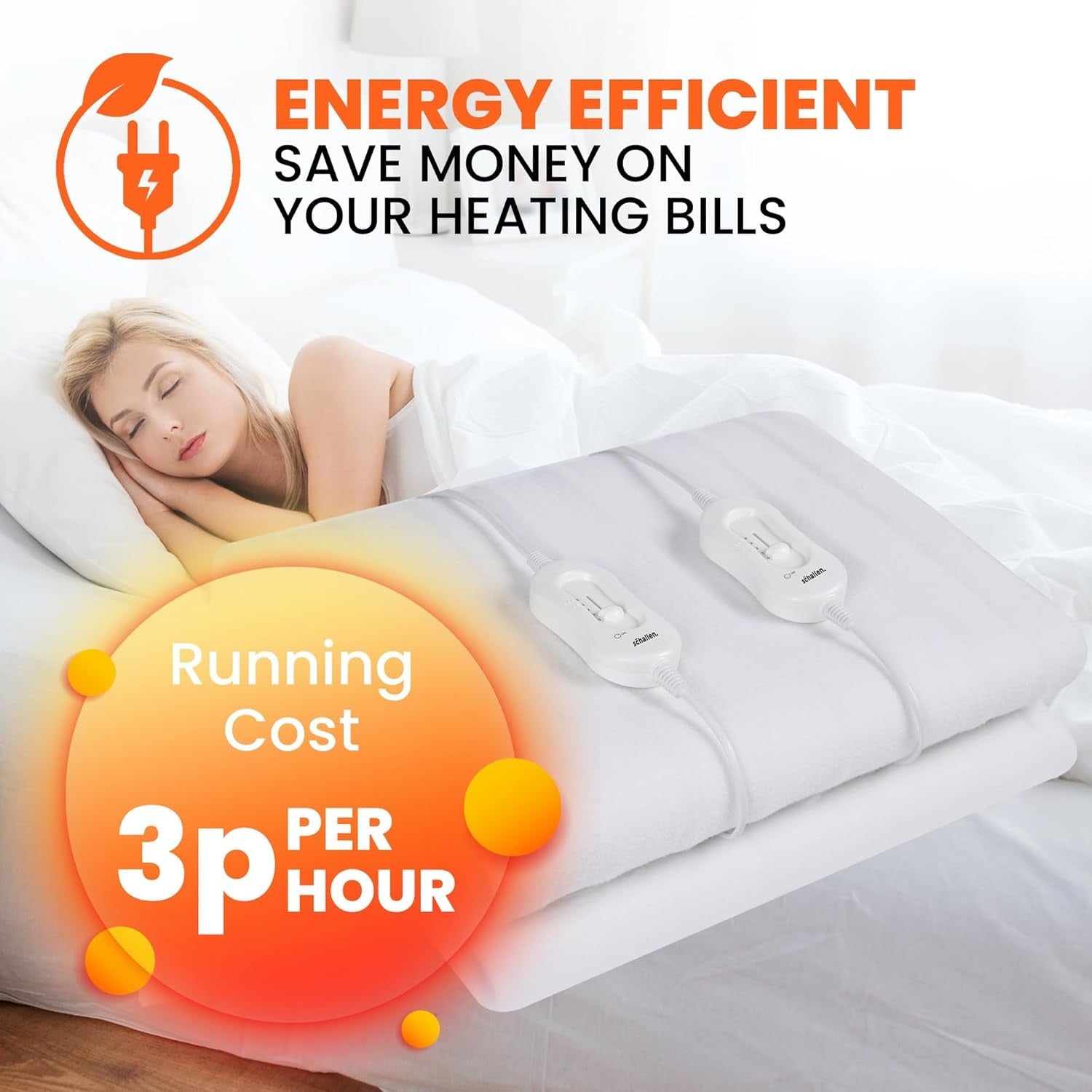 Electric Heated Blanket Super King Dual Control 3 Heat Settings Soft Polyester