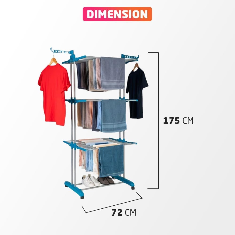 4 Tier Clothes Drying Rack Foldable Airer Large 15m Indoor Outdoor Laundry