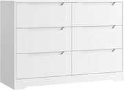 6 Drawer White Chest of Drawers Modern Bedroom Storage Cabinet Wood