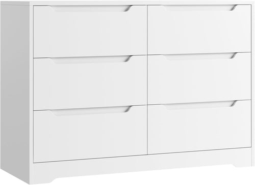 6 Drawer White Chest of Drawers Modern Bedroom Storage Cabinet Wood