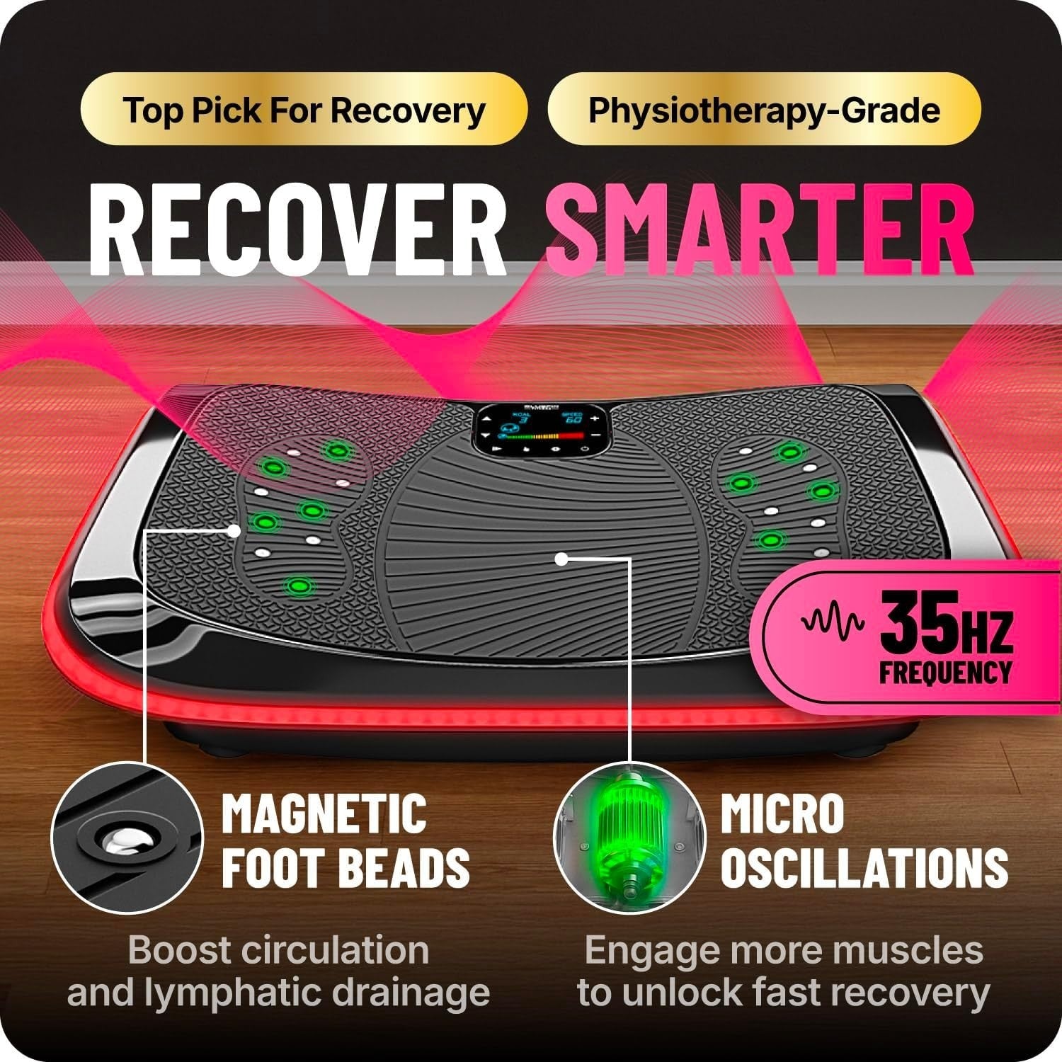 Black 4D Vibration Plate Exercise Machine Weight Loss Recovery Workout