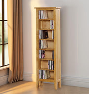 Solid Wood CD Storage Tower 7 Tier Media Rack Bookcase Oak Finish