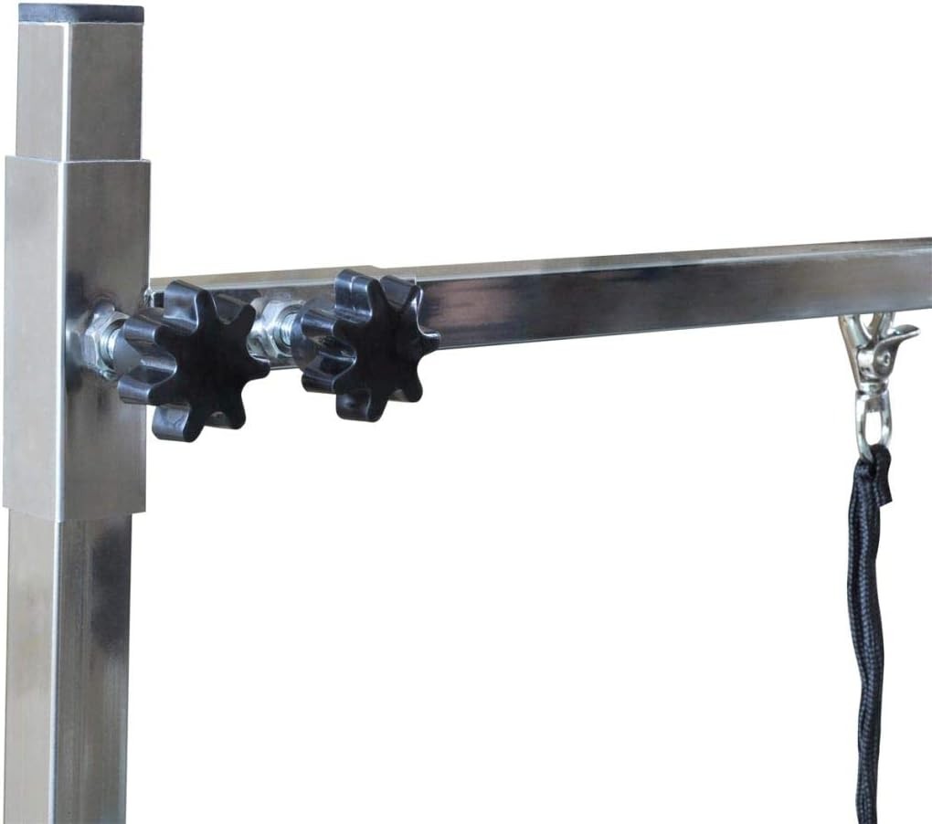 Dog Grooming Table Adjustable Height Non Slip Top 2 Loops Foldable Home Use
