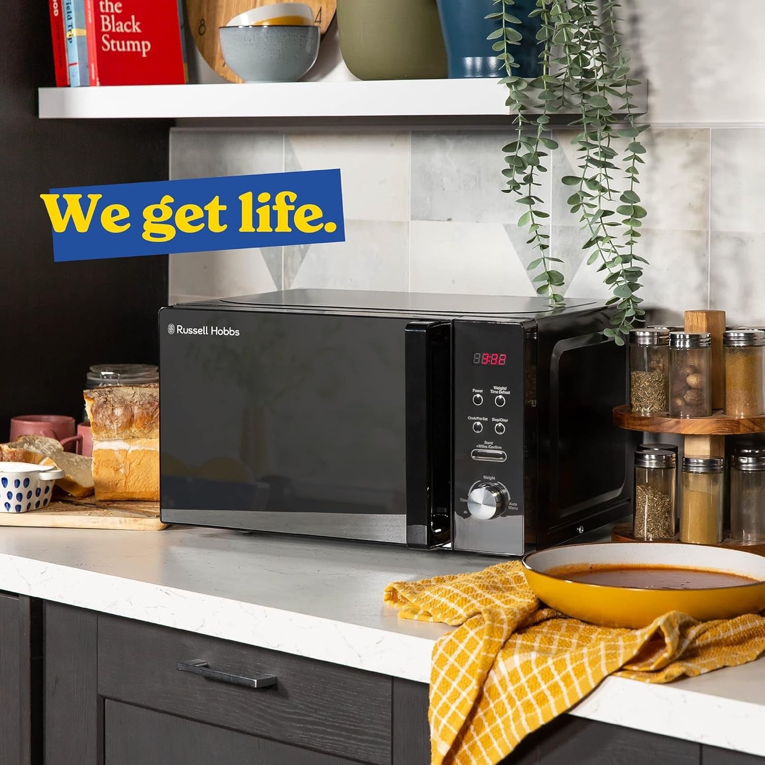 20L Digital Microwave 800W 8 Auto Menus 5 Power Levels Black
