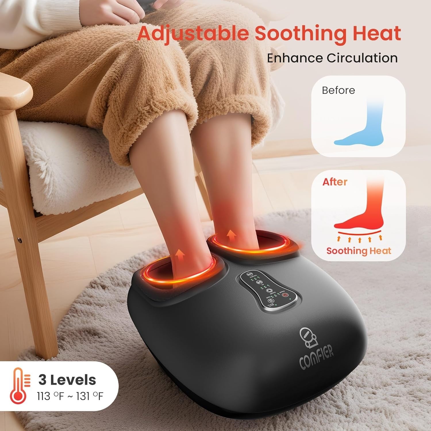 Shiatsu Foot Massager with Heat & Remote, Plantar Fasciitis Pain Relief