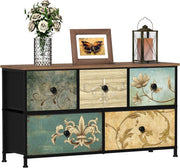 5-Drawer Bohemian Storage Dresser for Bedroom, Nursery, Living Room, Closet