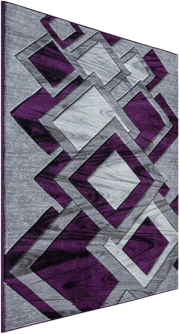 Purple Geometric Area Rug 160x230cm Soft Modern Large Living Room Carpet