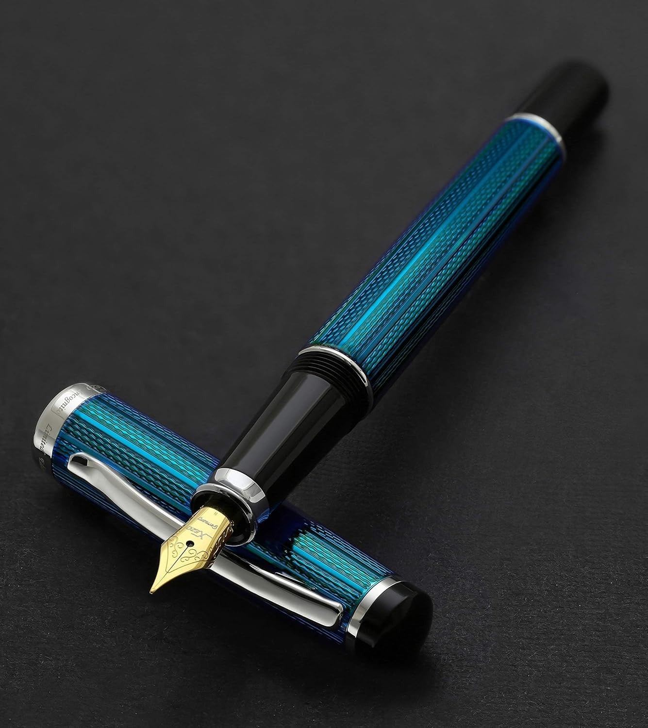 Deep Blue Fountain Pen Medium Nib Handcrafted Smooth Writing Set