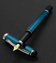 Deep Blue Fountain Pen Medium Nib Handcrafted Smooth Writing Set