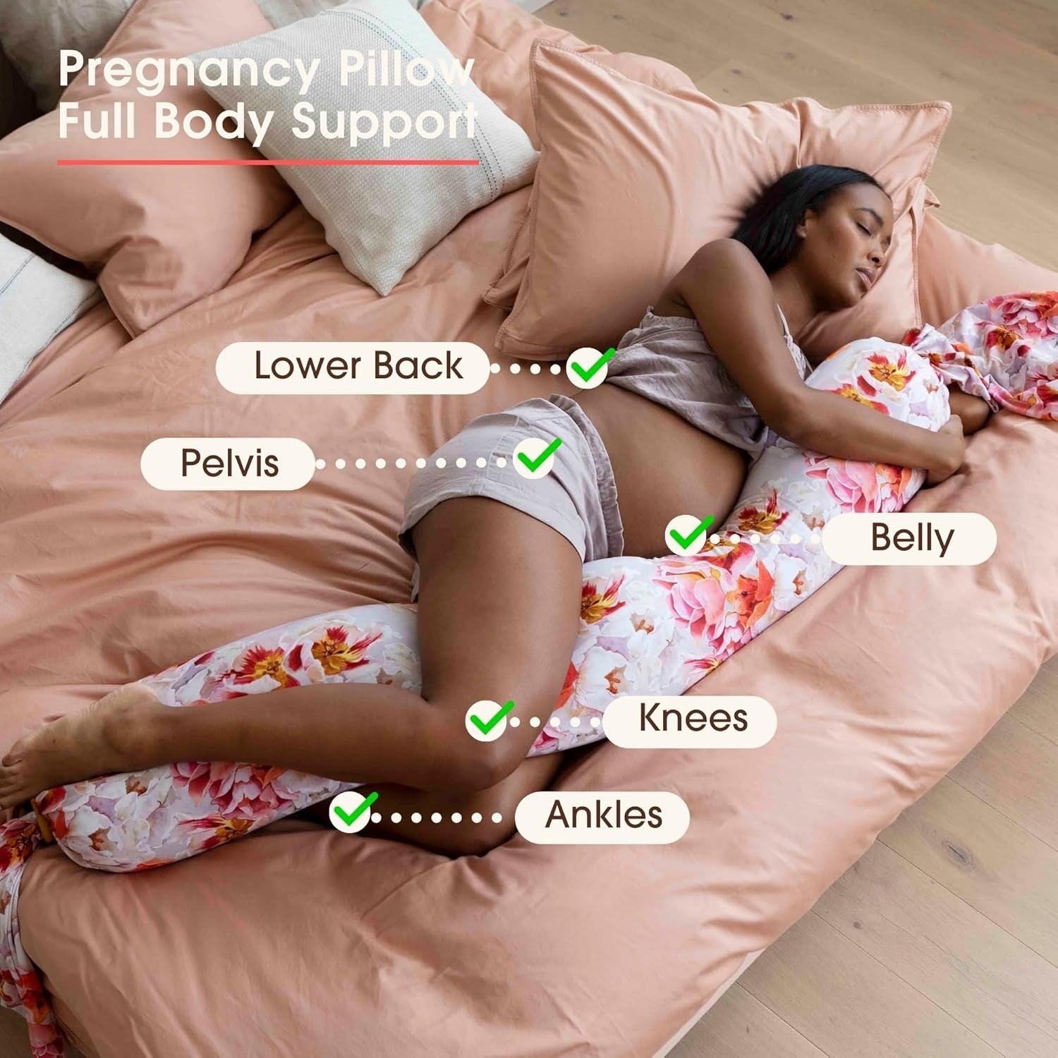 Full Body Pregnancy Pillow Adjustable U Shape Maternity Back Hip Support