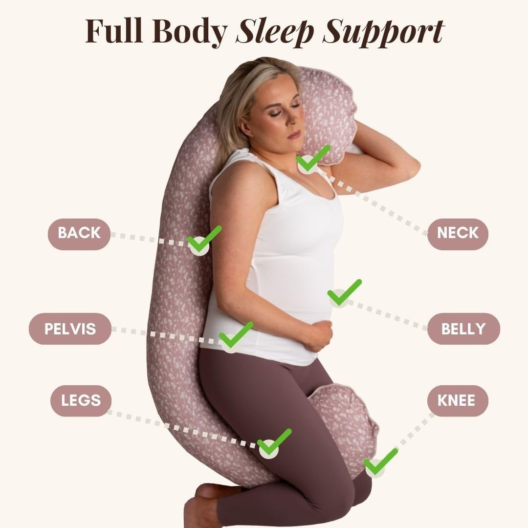 Pregnancy Pillow 5-in-1 Cooling Maternity Body Pillow Adjustable O-Shape Pink