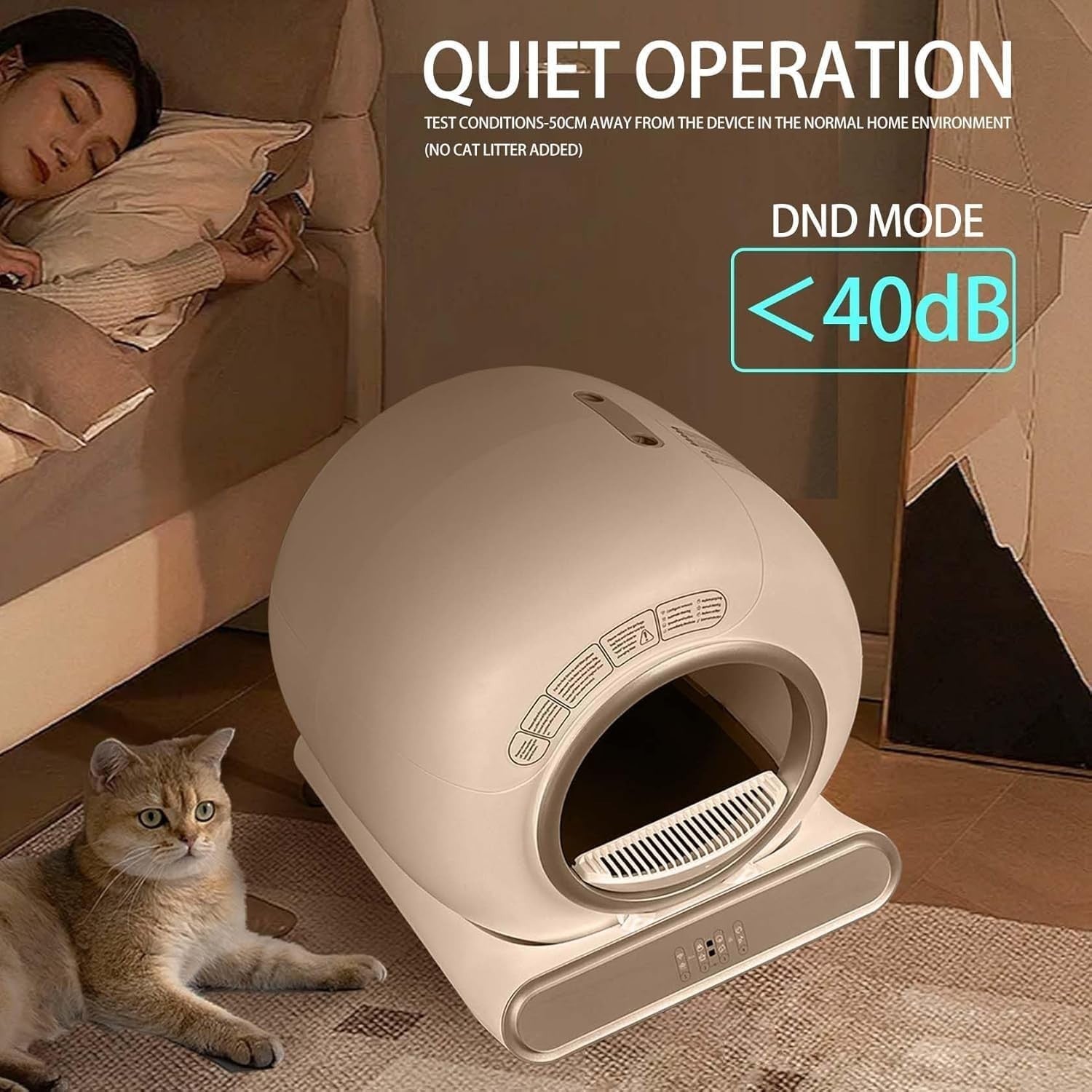 Self Cleaning Cat Litter Tray Automatic App Control Odour Free 65L Box
