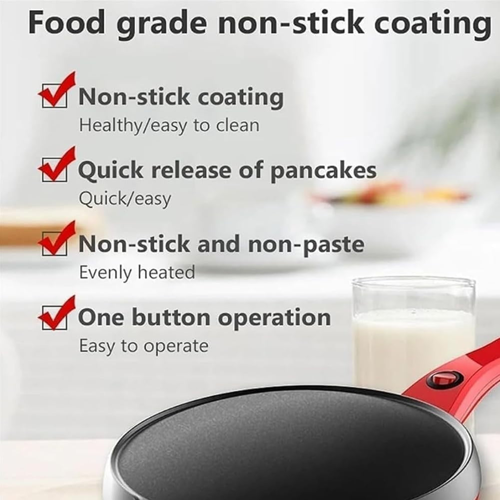 600W Portable Electric Crepe Maker 20cm Non-Stick Pancake Machine