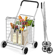 83L Folding Shopping Trolley Heavy Duty Metal Cart Grocery Push Wagon
