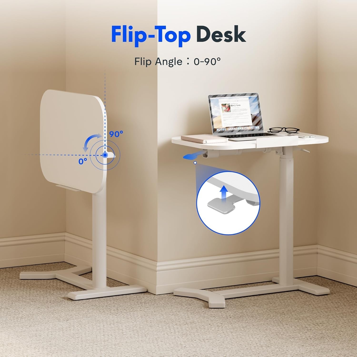 Standing Desk Adjustable Overbed Table Sit Stand Laptop Desk 60x40cm