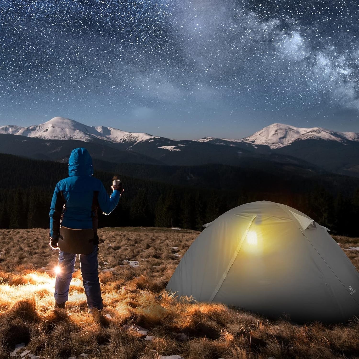 1 Person Ultralight Camping Tent Waterproof 3-4 Season Grey