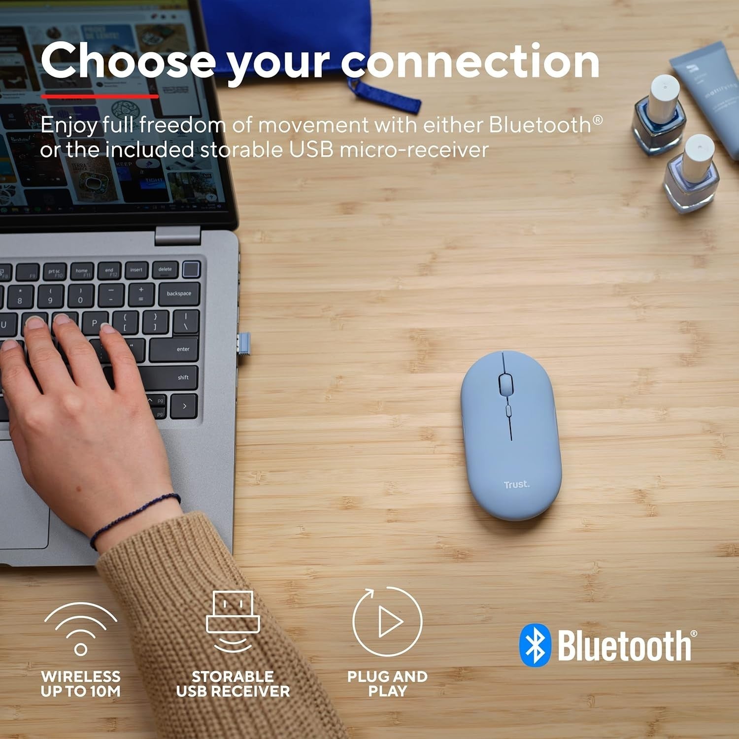Ultra Slim Rechargeable Wireless Mouse Bluetooth 2.4G Silent