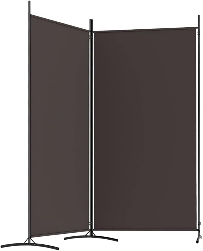 2 Panel Folding Room Divider Brown Privacy Screen Partition 175x180cm Breathable