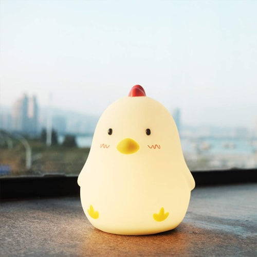 Cute Chicken Night Light Alarm Clock LED Snooze Rechargeable Yellow