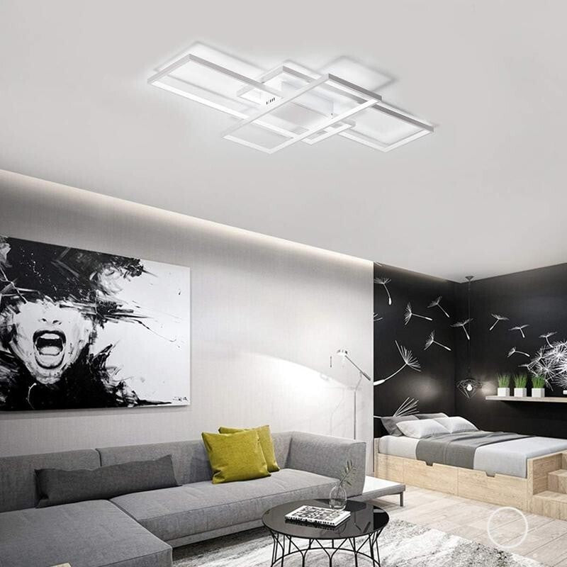 Modern LED Ceiling Light 3 Square 75W Cool White Flush Mount Fixture White