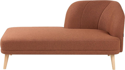 Traditional Brown Polyester Fabric Chaise Lounge Sturdy Wooden Legs
