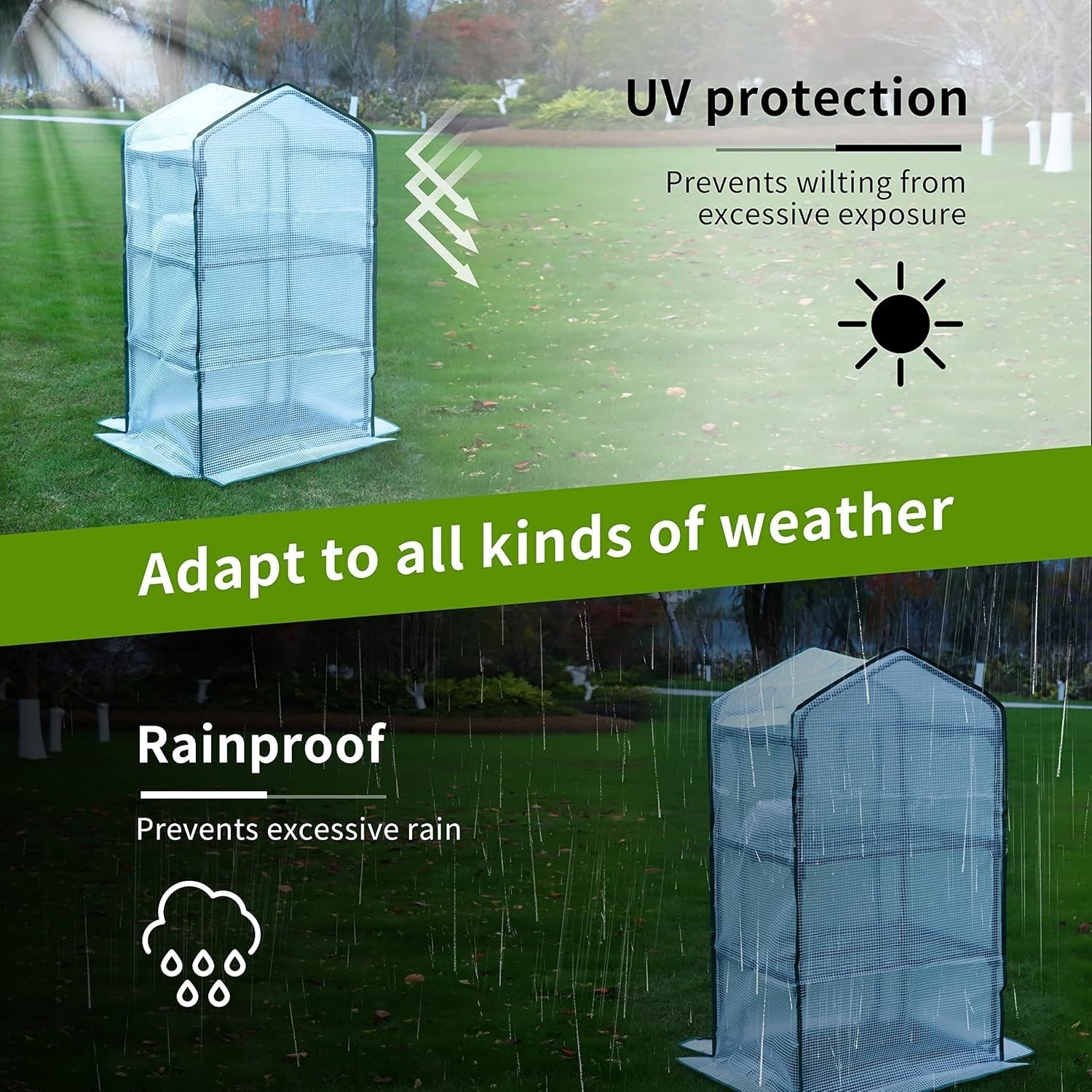 Mini Greenhouse 3 Shelves | Reinforced Waterproof PE Cover | Steel
