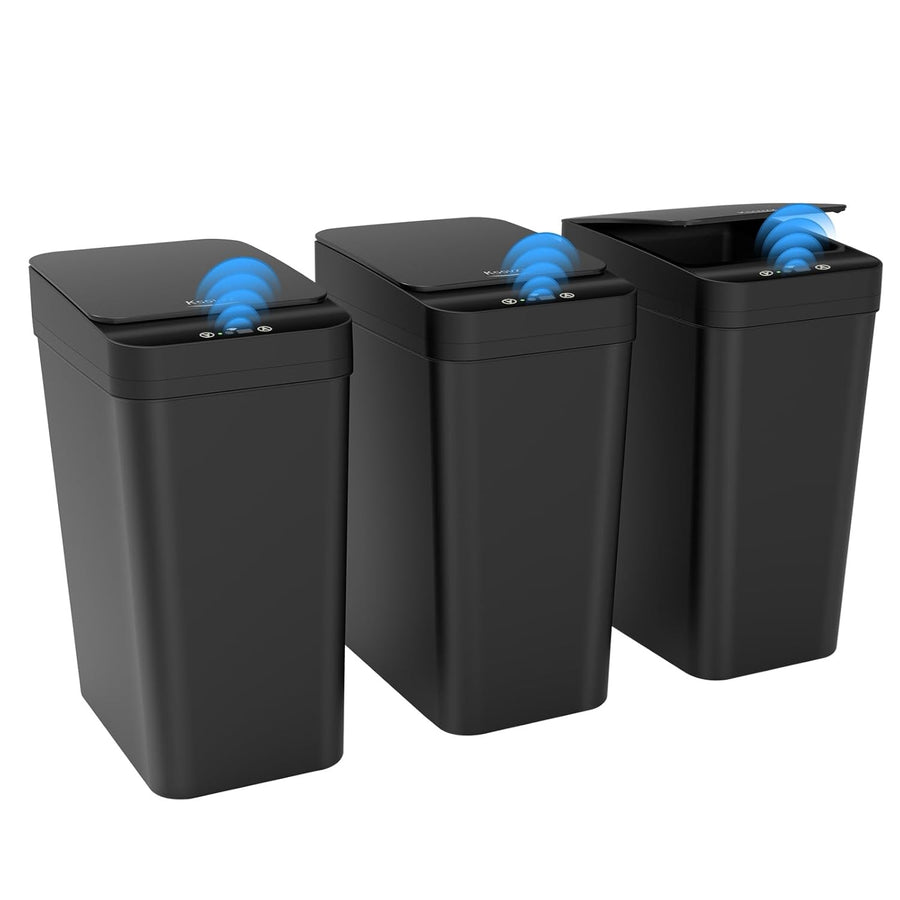 3 Pack 10L Motion Sensor Bathroom Bins – Touchless Slim Trash Can