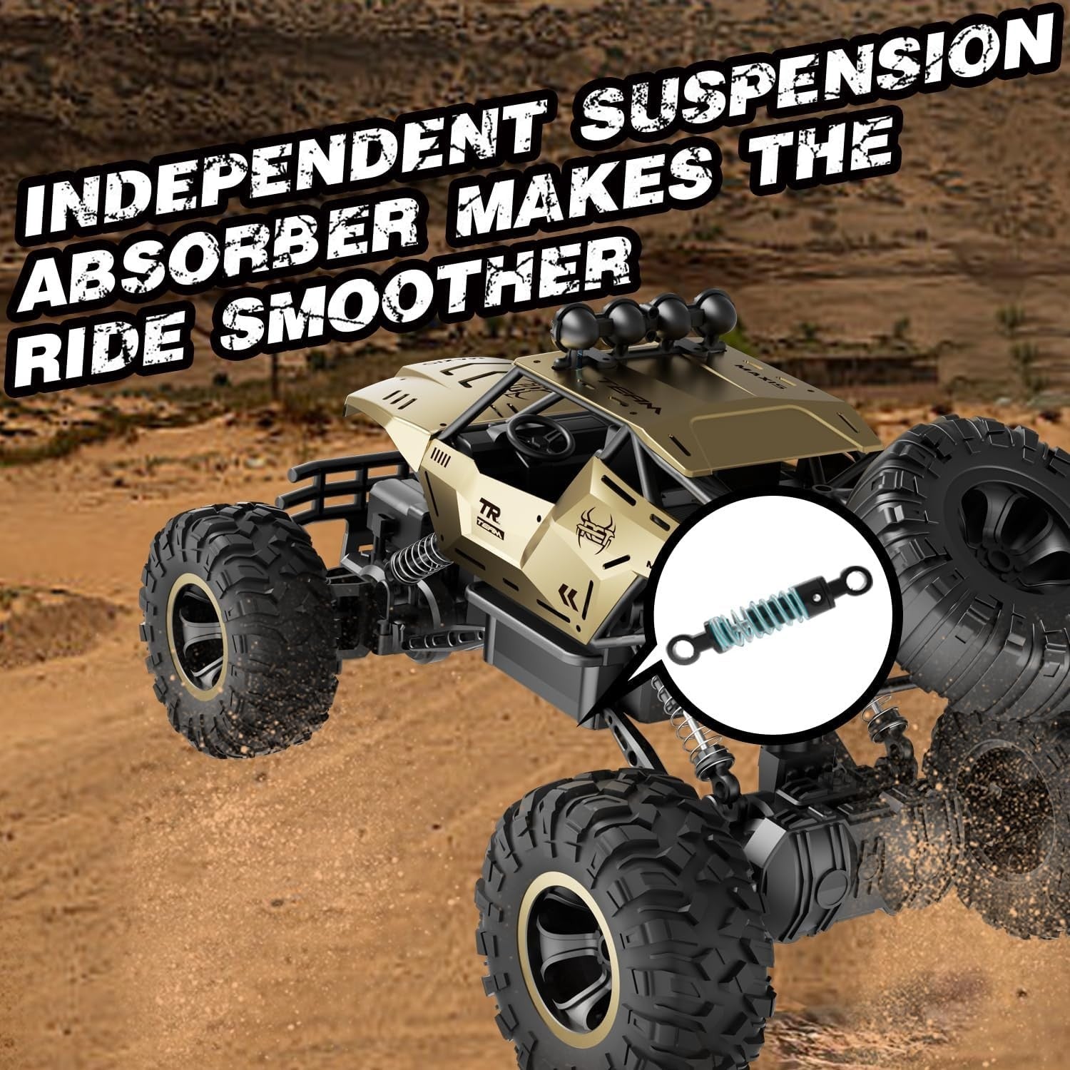 1:12 4WD RC Monster Truck Off-Road Car w/ LED Lights & 2 Batteries