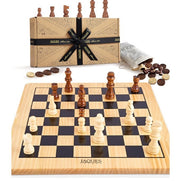 Wooden Chess & Draughts Set | Classic 2-in-1 Board Game for Kids & Adults