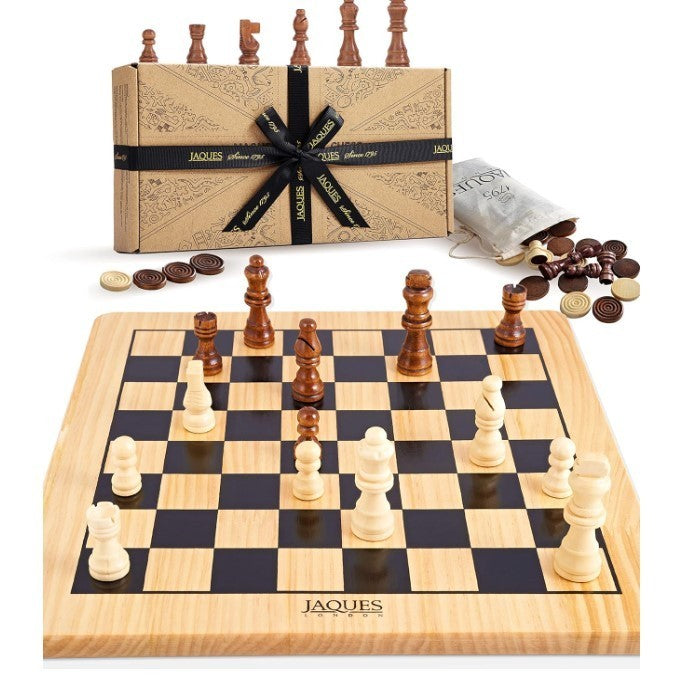 Wooden Chess & Draughts Set | Classic 2-in-1 Board Game for Kids & Adults